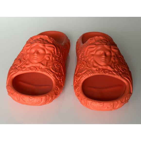NIB $525 Versace Medusa Head Slides Pool Sandals Orange 13 US (46) 1005746 IT - Picture 10 of 14